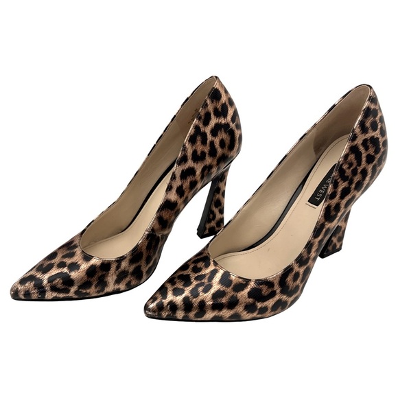 NINE WEST • Metallic Leopard Cheetah Pump Pointed Toe Heels - Picture 3 of 12